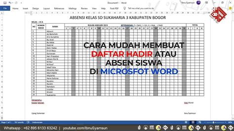 Cara Membuat Daftar Hadir Siswa Di Microsoft Excel Hongkoong