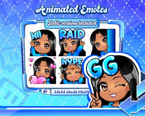 Animated Latina Blue Chibi Glam Emotes V1 Totallyglamco