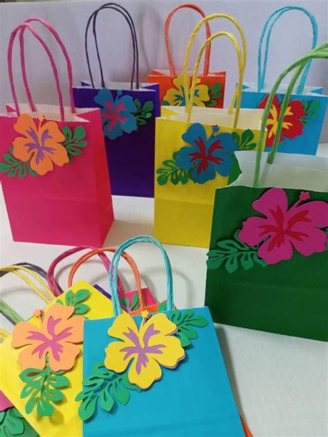 Hawaiian Bags Aloha Themed Party Luau Favor Bags Hibiscus Treat