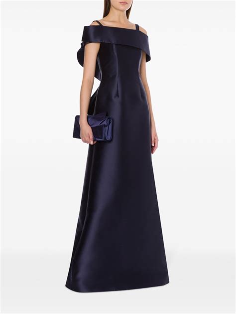 Alberta Ferretti Off Shoulder Flared Gown Blue FARFETCH