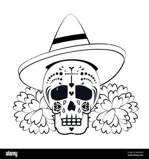 mexican culture mexico festival cartoon in black and white Stock Vector ...