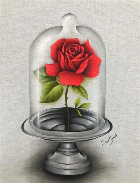 Rosa Vermelha Bela E A Fera Pintura Em Tecido Pintura Em Espelhos