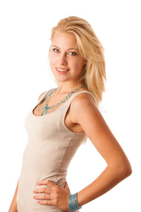 Jeune Seule Fille Caucasienne Blonde Sur Une Rue Photo Stock Image Du Ville T