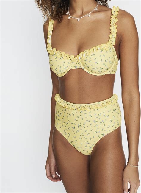 Yellow Floral Bikini In Bikinis Floral Bikini Bralette Bikini Tops