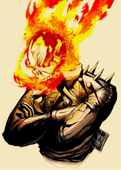 Johnny Blaze Smiling Coloured By Darroldhansen On Deviantart Ghost