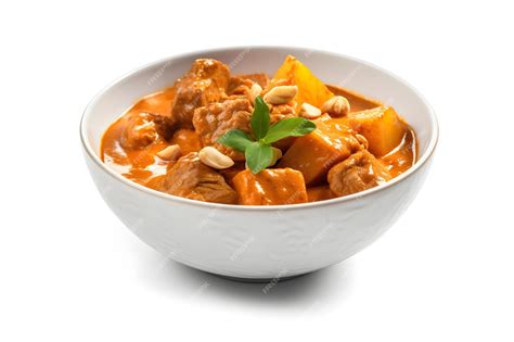 Premium Ai Image Massaman Curry In A Bowl On White Background