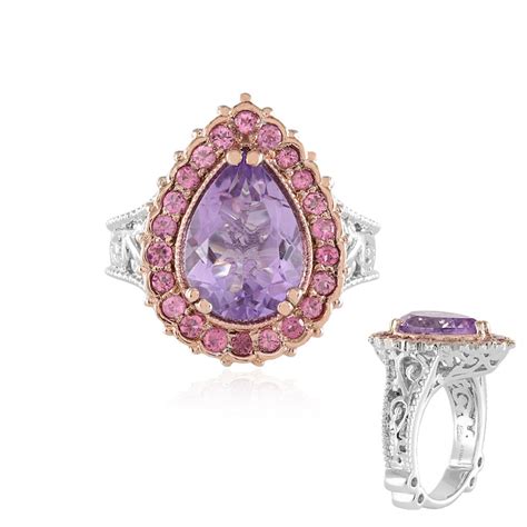 Brasilianischer Lavendel Amethyst Rosa Turmalin Silber Ring