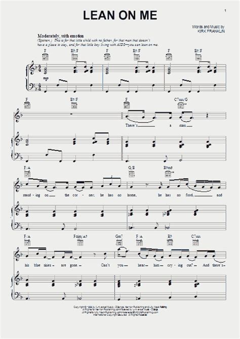 Lean On Me Piano Sheet Music Onlinepianist