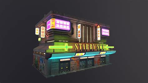 Cyberpunk Building 5 3D Model CGTrader