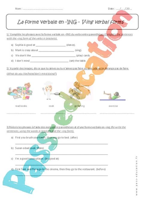 Présent en BE ING Anglais 5ème Exercices cours évaluation