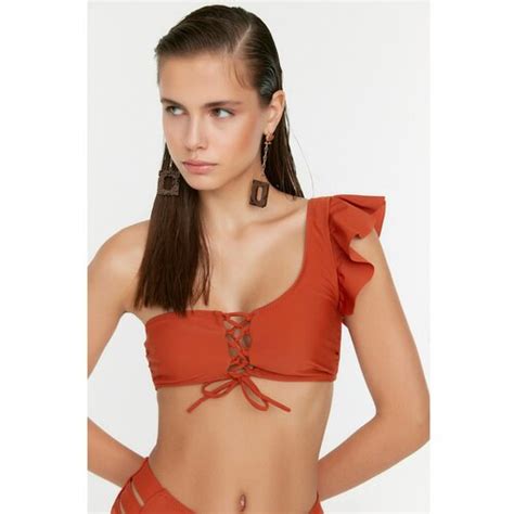 Trendyol Cinnamon Tie Detailed One Shoulder Bikini Top Eponuda