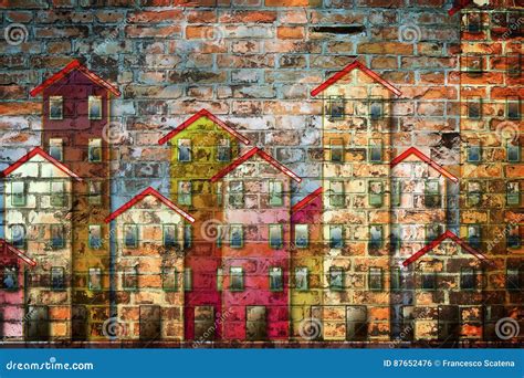 Public Housing Concept Image Painted On A Brick Wall Cartoondealer