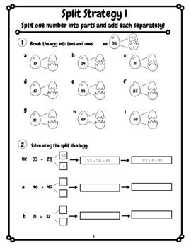 Split Strategy Addition Strategy Worksheets By Miss Bumble Tpt