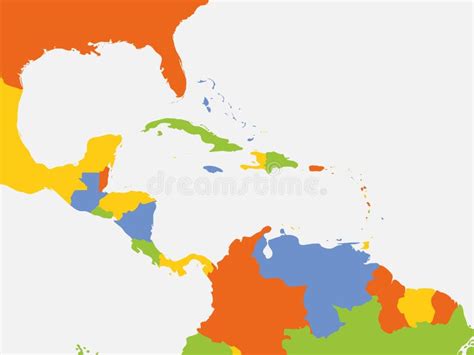 Mapa Político De Centroamérica Y El Caribe Ilustración del Vector