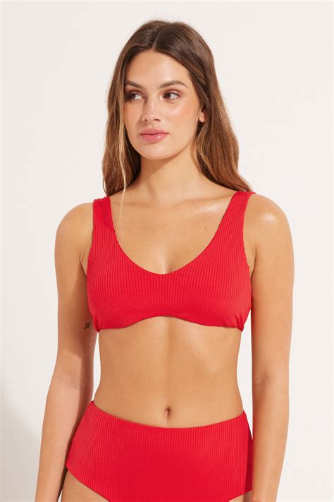 Bikini Bra Top Imbottitura Estraibile Microfibra Riciclata Costine Top Donna Tezenis
