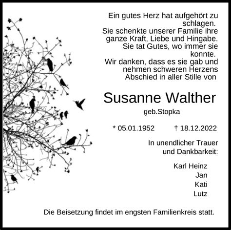 Traueranzeigen Von Susanne Walther Trauer HNA De