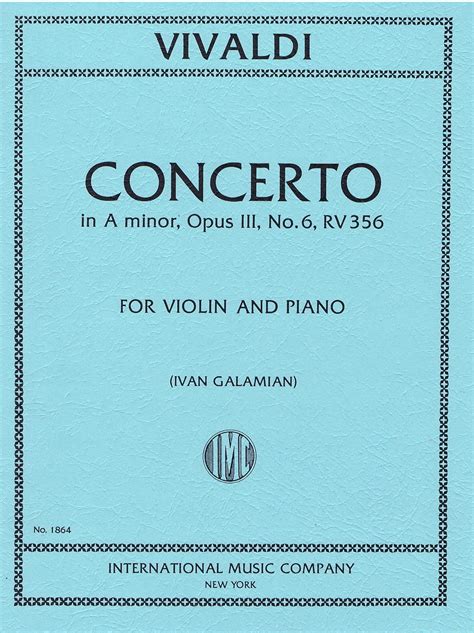 Amazon.com: Vivaldi Antonio Concerto in a minor Op 3 No. 6 RV 356. For ...