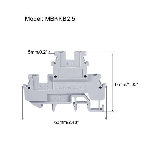 DIN Rail Mount Double Level Terminal Blocks Screw Type Grey MBKKB2 5