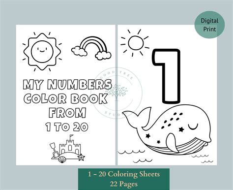 20 Printable Numbers Coloring Pages, Coloring Page, Preschool