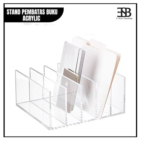 Jual Acrylic Pembatas Buku Rak Tempat Pemisah Buku Holder Book