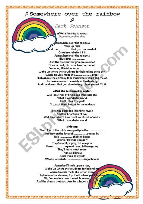 rainbow printable lyrics