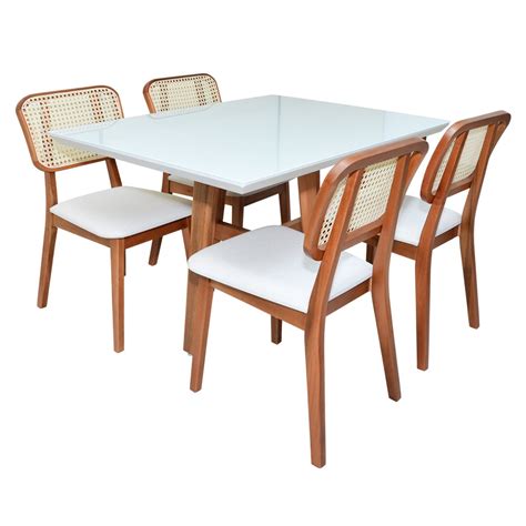 Conjunto Mesa E 4 Cadeira - Conjunto Sala De Jantar Mesa Lara 120x90 Madeira Maciça 4 Cadeiras Lara ...