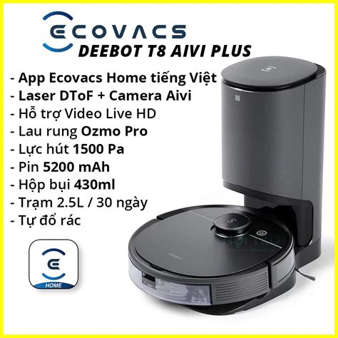 Ecovacs Deebot T8 Aivi Plus TrƯng BÀy Robot Hút Bụi Lau Nhà Tự Đổ Rác Shopee Việt Nam