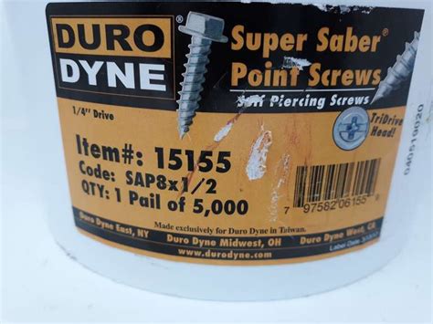 Duro Dyne Super Saber Point Screws Pail Of 5000 Sap 8 X 12 Dutch Goat