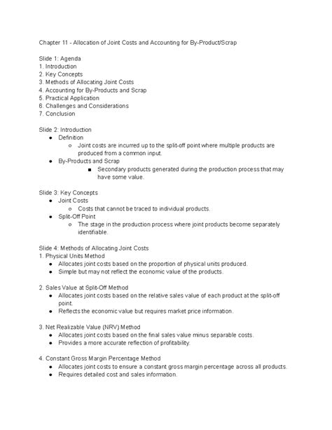 Allocation of Joint Costs and Accounting for By-Product-Scrap - By