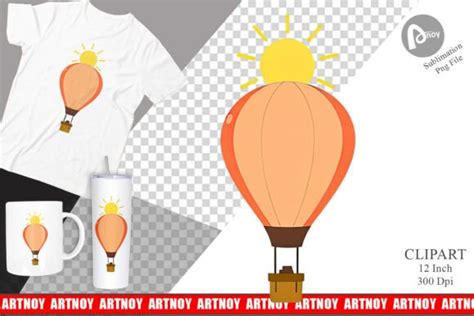 Sun Hot Air Balloon Clipart Graphic By Artnoy Creative Fabrica