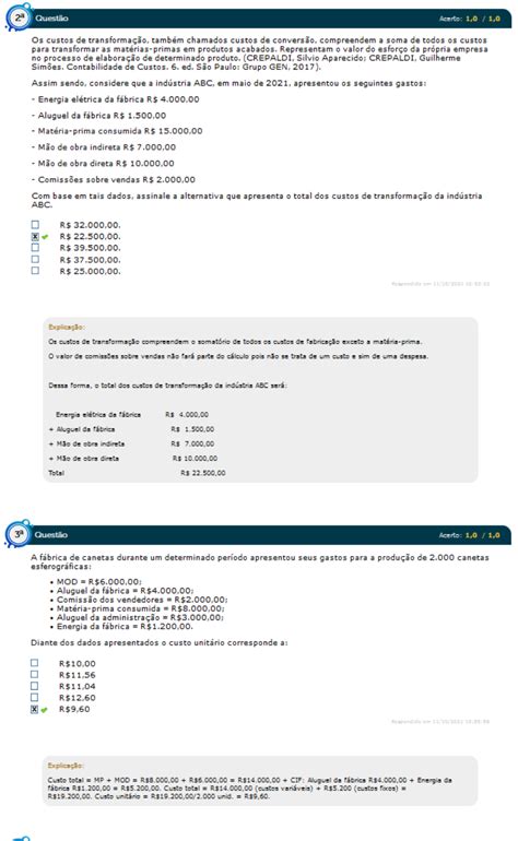 Contabilidade E An Lise De Custos Simulado Av Contabilidade E An Lise