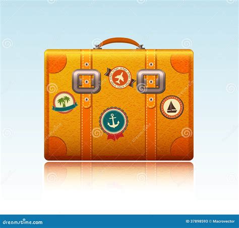 Travel Suitcase with Stickers Stock Vector - Illustration of transport, stamp: 37898593