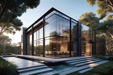 Premium Ai Image Modern Glass Architecture