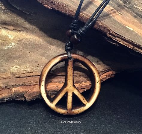 Peace Sign Necklace Womens Necklace Mens Necklace Mens Etsy