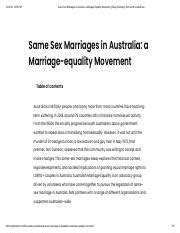 Same Sex Marriages In Australia A Movement For Marriage Equality Course Hero