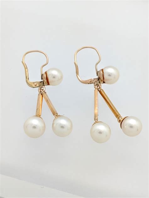 14 Karat Yellow Gold Pearl Dangledrop Earrings For Sale At 1stdibs