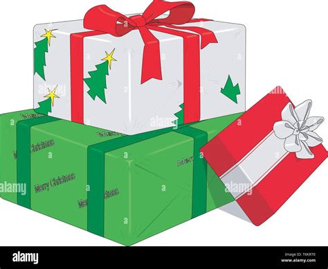 Wrapped Christmas Gifts Vector Illustration Stock Vector Image Art