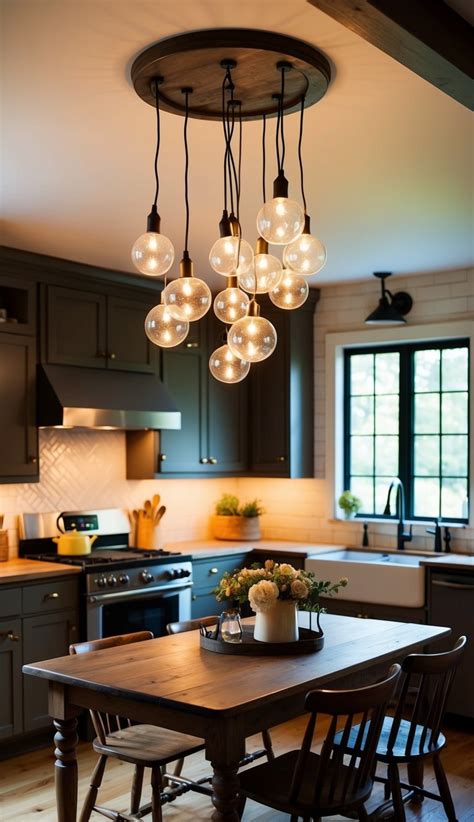 beautiful farmhouse kitchen lighting ideas  brighten  rustic space