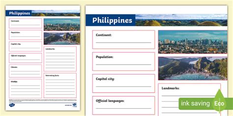 Philippines Fact File Template Profesor Hizo Twinkl