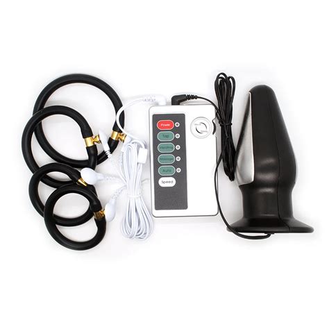 Therapy Electric Shock Penis Ring With Electric Shock Anal Plug Electro Silicone Cock Ring Butt