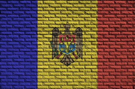 Moldova Flag Is Painted Onto An Old Brick Wall Stock Illustration