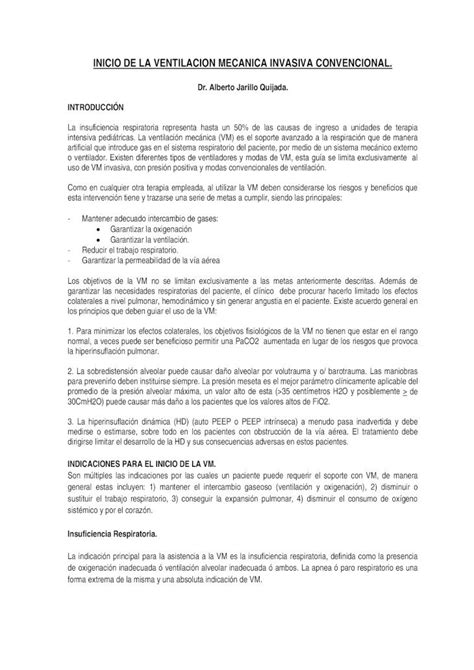 PDF Inicio De La Ventilacion Mecanica Invasiva Convencional