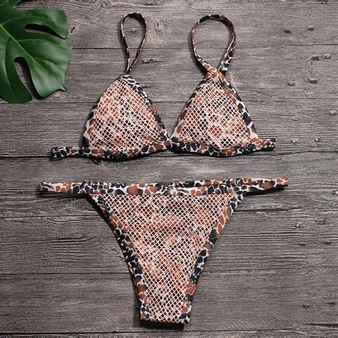 Women Camouflage Bikini Set Sexy Triangluar Swimsuit Halter Thong