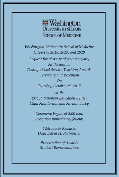 Annual Distinguished Service Teaching Awards Invitation John T Milliken Department Of Medicine