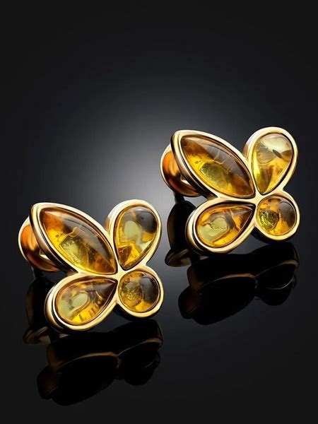 Очаровательные серьги Флёр-де-Лис с лимонным янтарём купить на OZON по ...