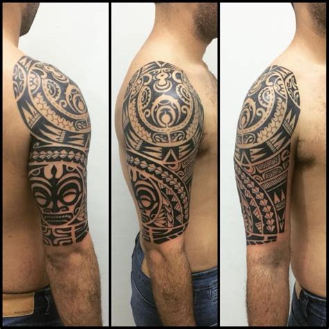 Three Different Views Of A Man S Half Sleeve With Tattoos On His Arms