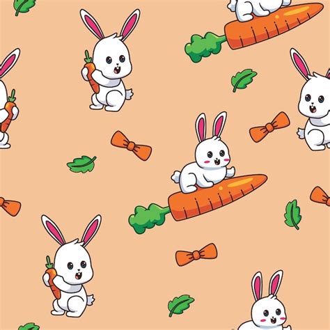 Premium Vector Seamless Pattern Rabbit Cartoon Illustration