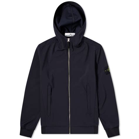 Stone Island Lightweight Soft Shell R Hooded Jacket Navy Blue END GB