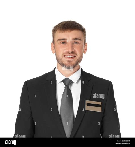 Male Hotel Receptionist In Uniform On White Background Stock Photo Alamy