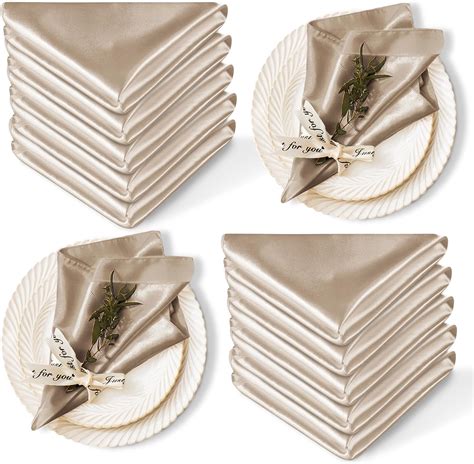 Amazon Cobedzy 12 Pack Satin Table Cloth Napkins 17x17 Inch Taupe